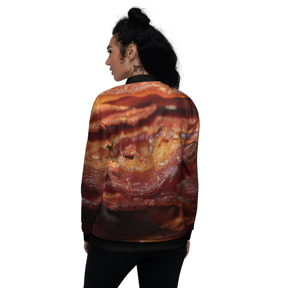 Bacon Crispy Print Women's Bomber Jacket-grizzshop