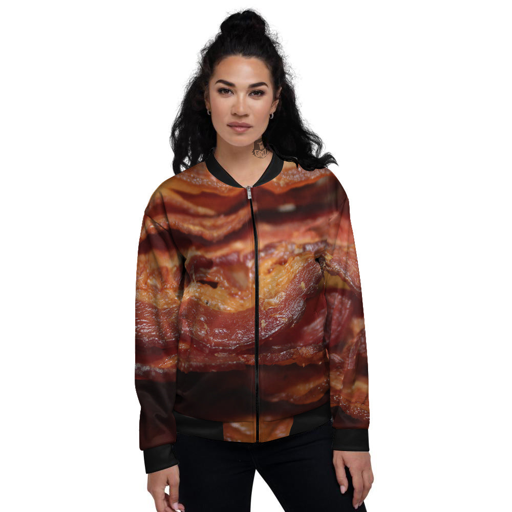 Bacon Crispy Print Women's Bomber Jacket-grizzshop