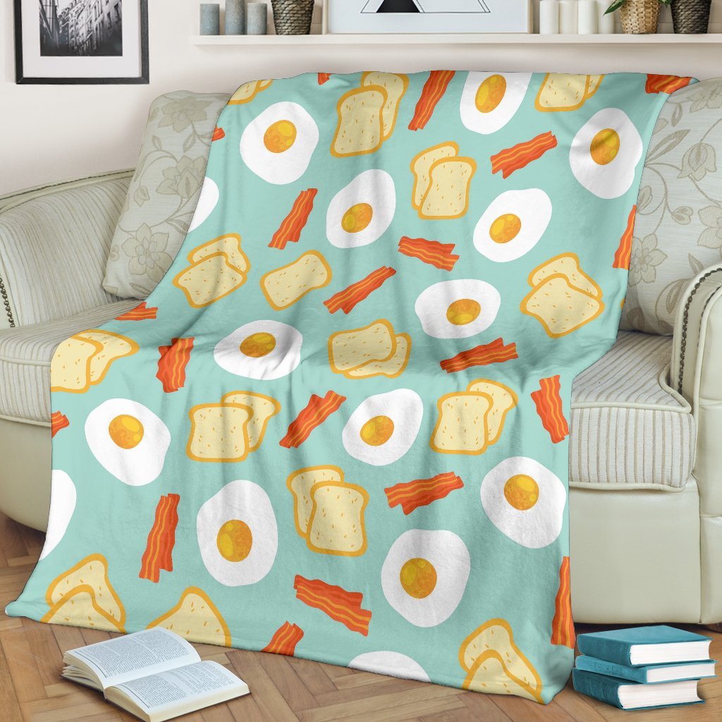 Bacon Egg Bread Pattern Print Blanket-grizzshop