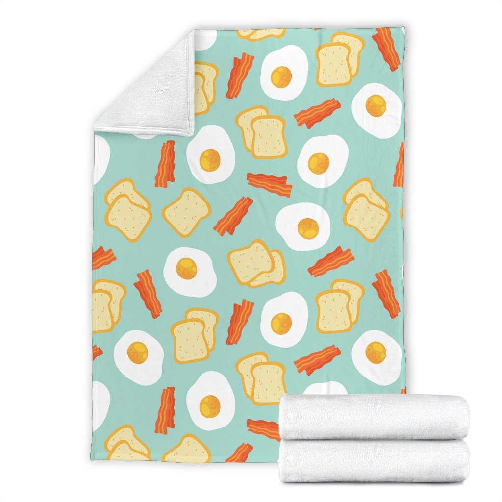 Bacon Egg Bread Pattern Print Blanket-grizzshop