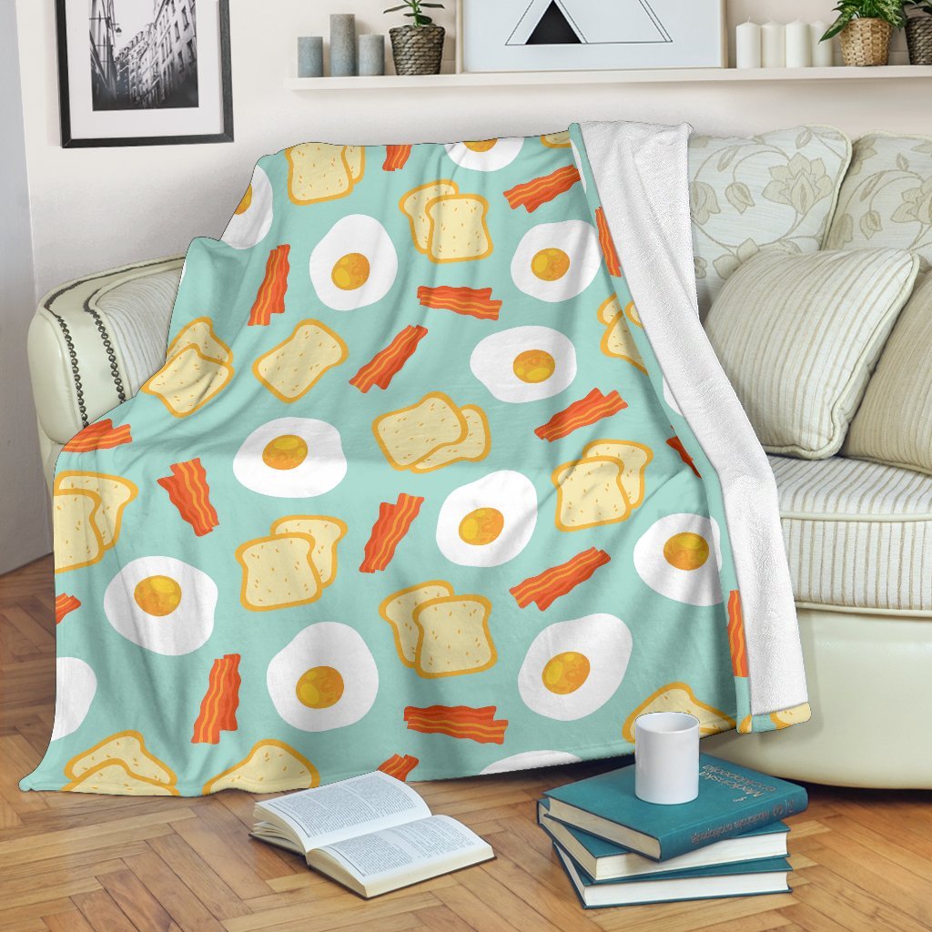 Bacon Egg Bread Pattern Print Blanket-grizzshop