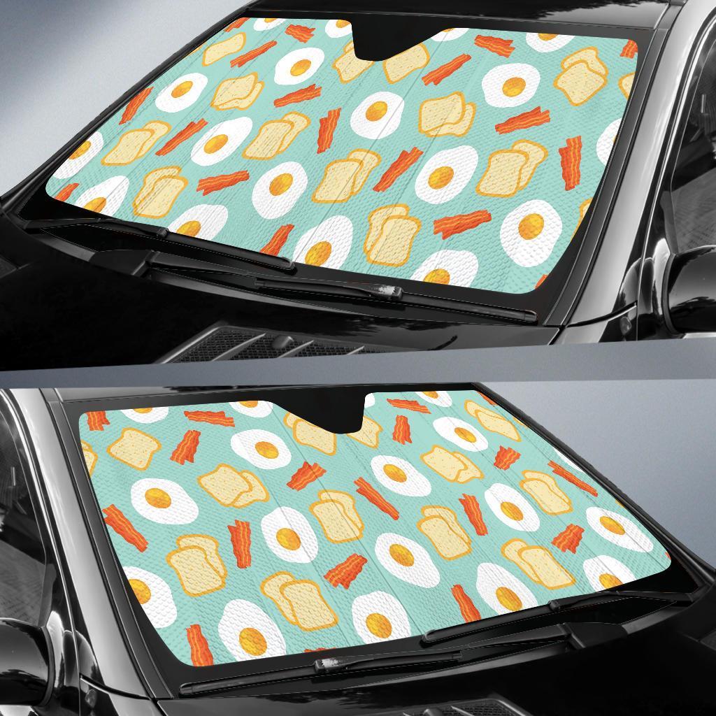 Bacon Egg Bread Pattern Print Car Sun Shade-grizzshop