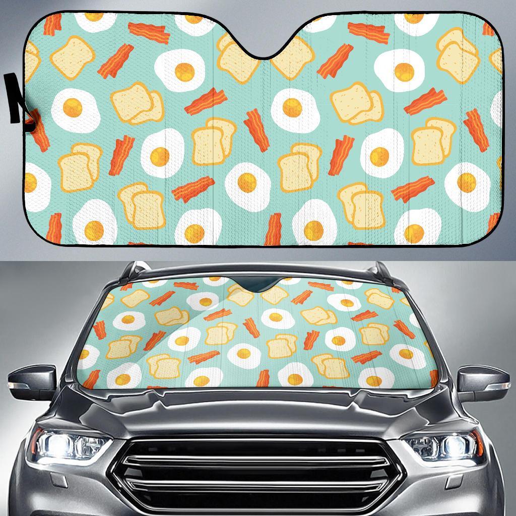 Bacon Egg Bread Pattern Print Car Sun Shade-grizzshop