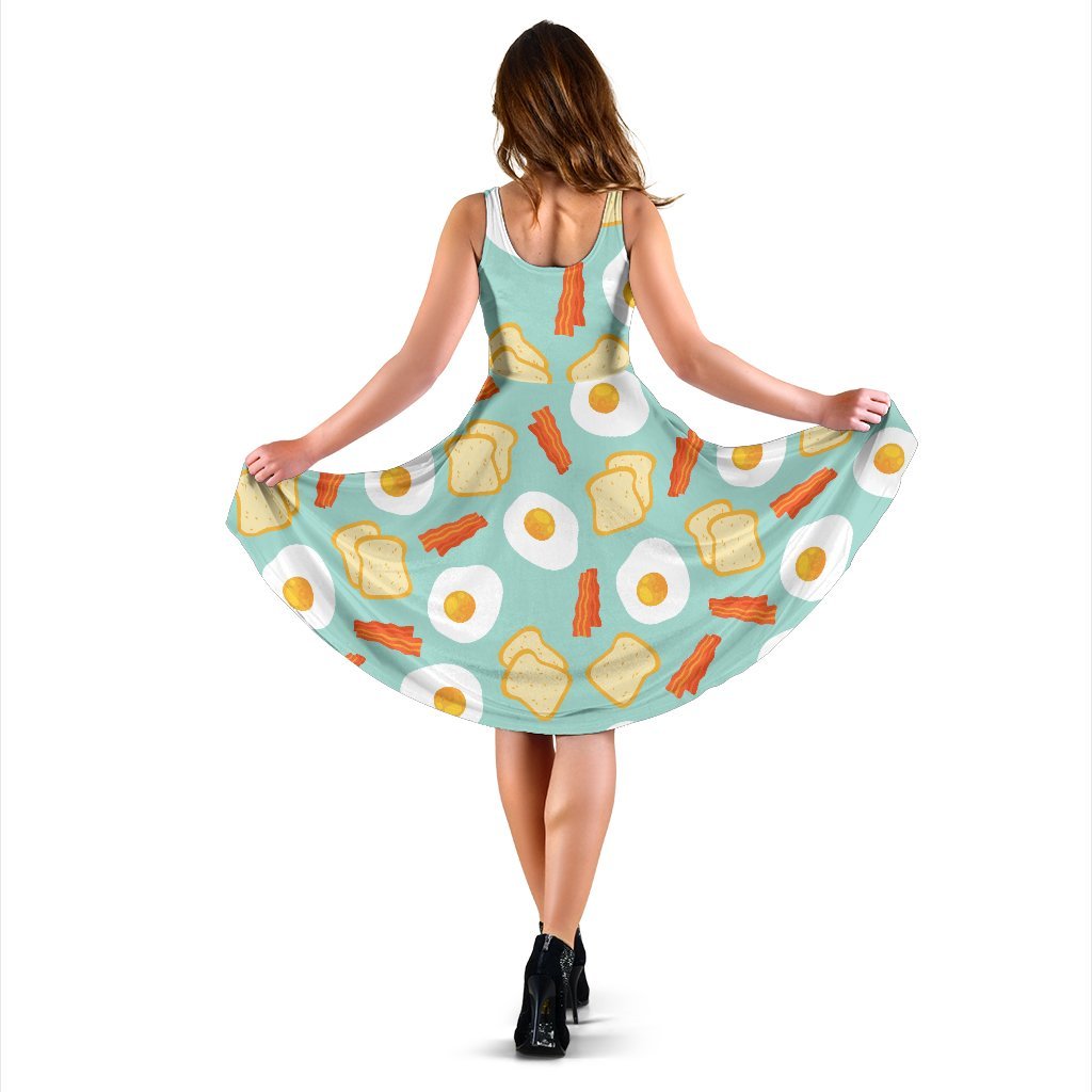 Bacon Egg Bread Pattern Print Dress-grizzshop
