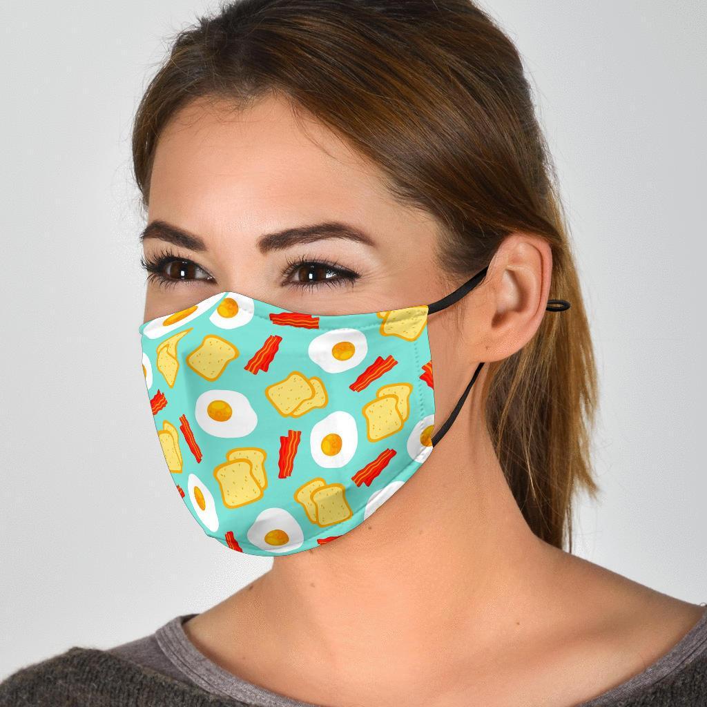 Bacon Egg Bread Pattern Print Face Mask-grizzshop