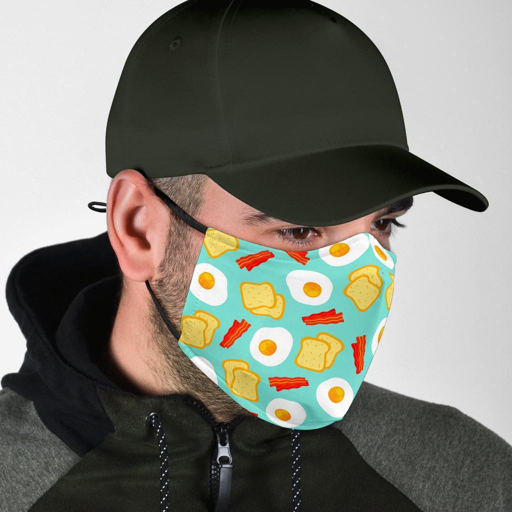 Bacon Egg Bread Pattern Print Face Mask-grizzshop