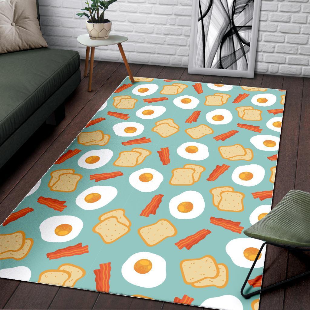 Bacon Egg Bread Pattern Print Floor Mat-grizzshop