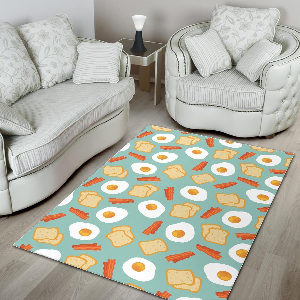 Bacon Egg Bread Pattern Print Floor Mat-grizzshop