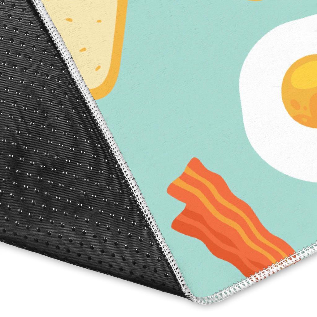 Bacon Egg Bread Pattern Print Floor Mat-grizzshop