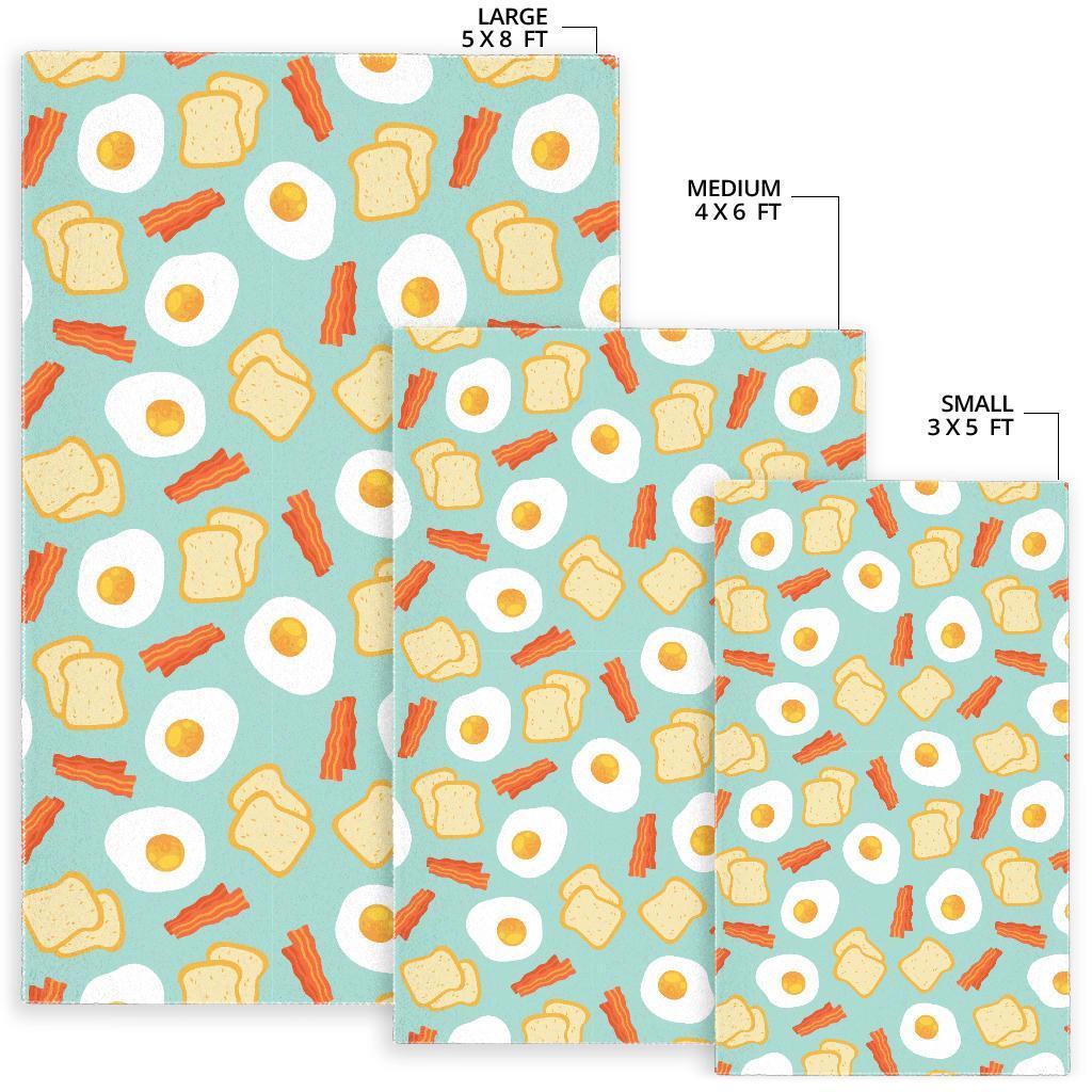 Bacon Egg Bread Pattern Print Floor Mat-grizzshop