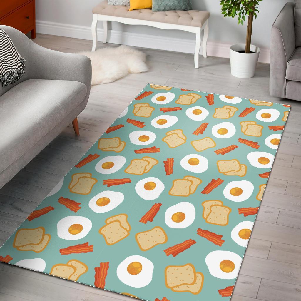 Bacon Egg Bread Pattern Print Floor Mat-grizzshop