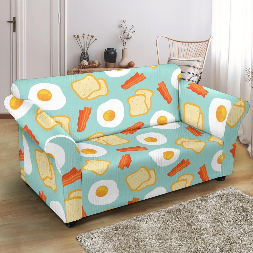 Bacon Egg Bread Pattern Print Loveseat Cover-grizzshop