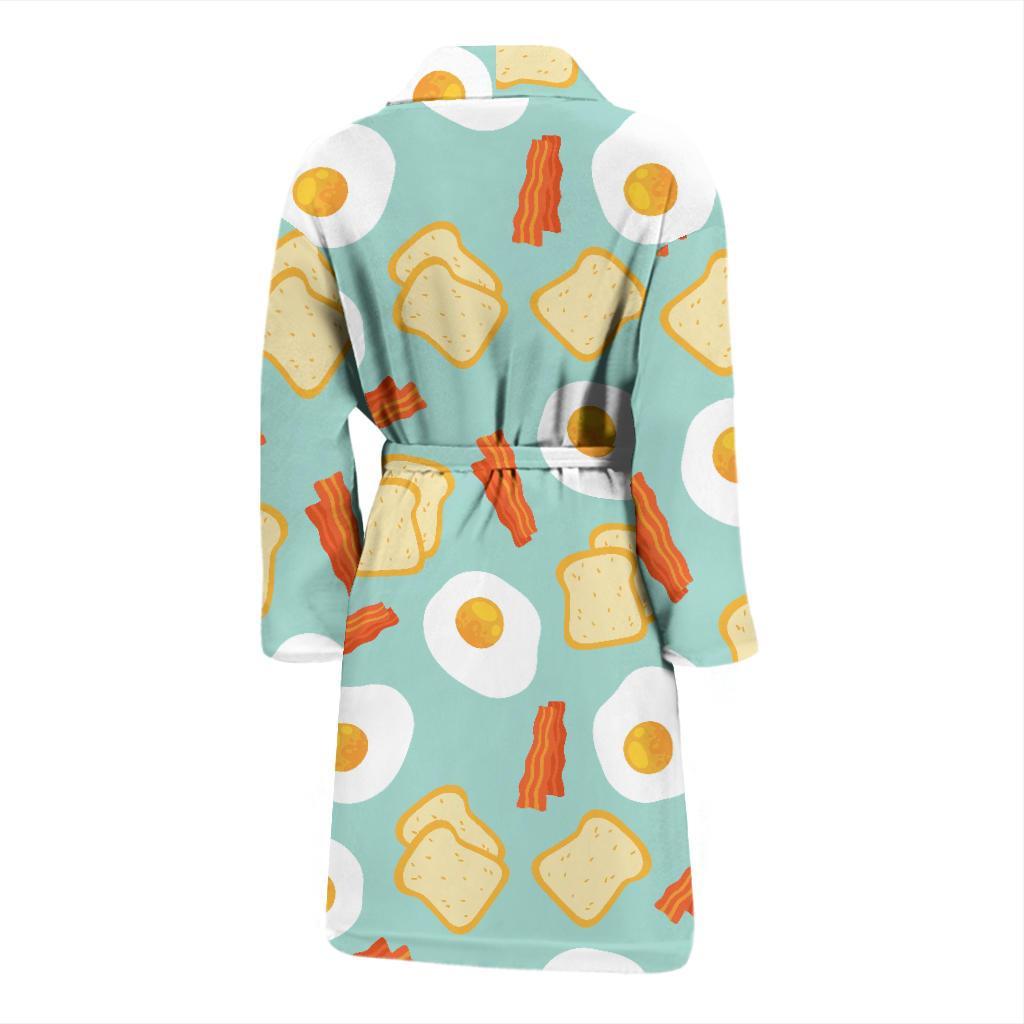 Bacon Egg Bread Pattern Print Men Long Robe-grizzshop