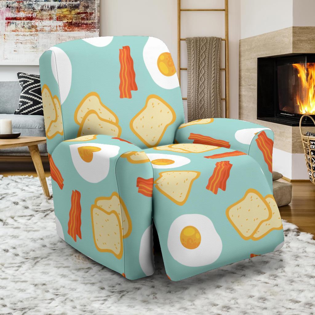 Bacon Egg Bread Pattern Print Recliner Cover-grizzshop