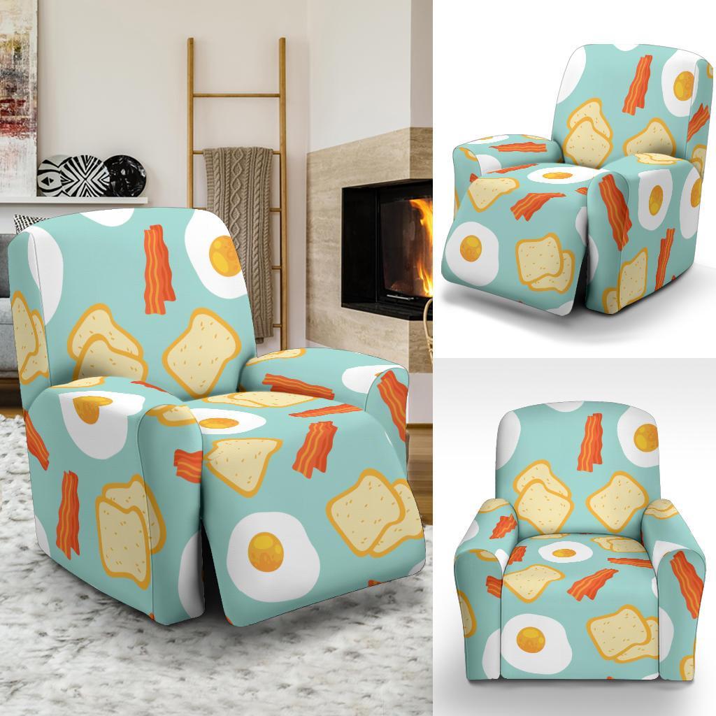 Bacon Egg Bread Pattern Print Recliner Cover-grizzshop