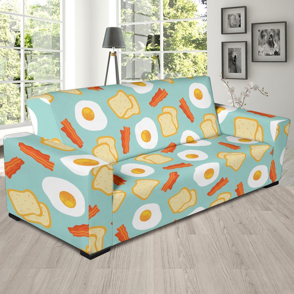 Bacon Egg Bread Pattern Print Sofa Covers-grizzshop