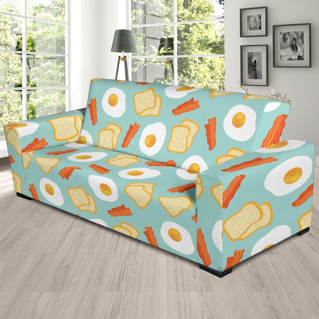 Bacon Egg Bread Pattern Print Sofa Covers-grizzshop