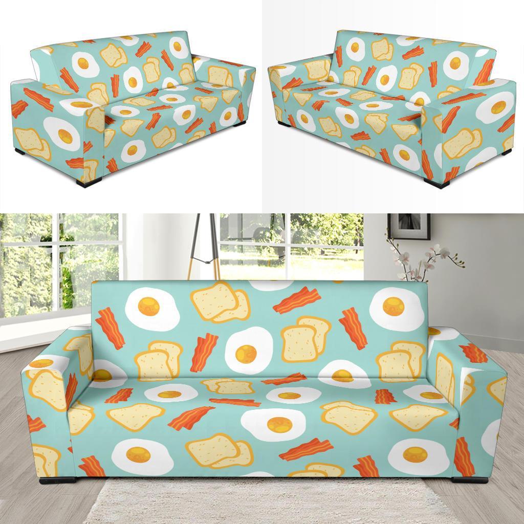 Bacon Egg Bread Pattern Print Sofa Covers-grizzshop