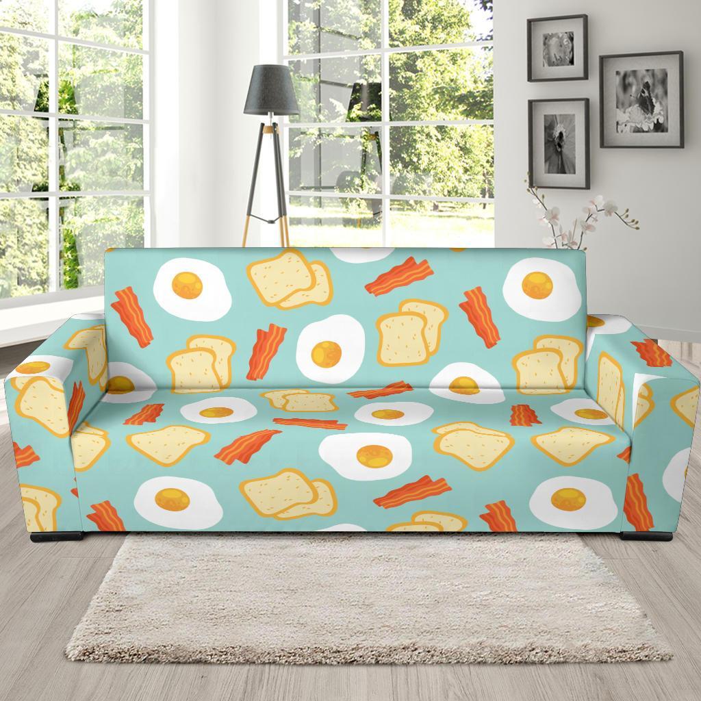 Bacon Egg Bread Pattern Print Sofa Covers-grizzshop