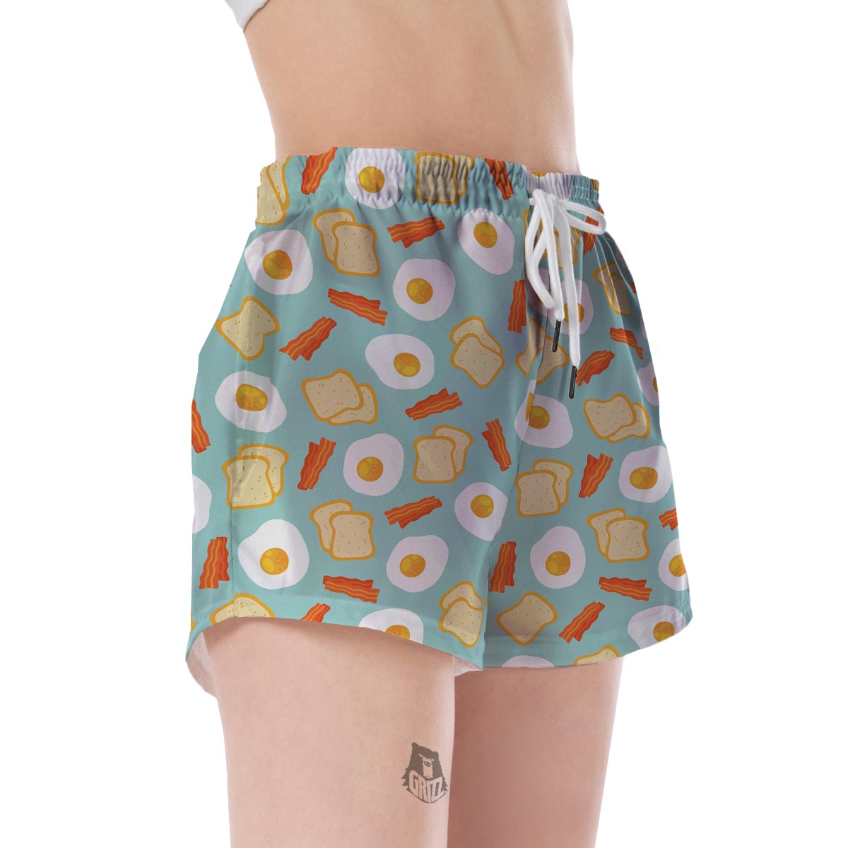 Bacon Egg Bread Pattern Print Women's Shorts-grizzshop