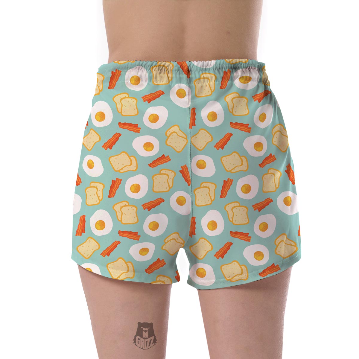 Bacon Egg Bread Pattern Print Women's Shorts-grizzshop