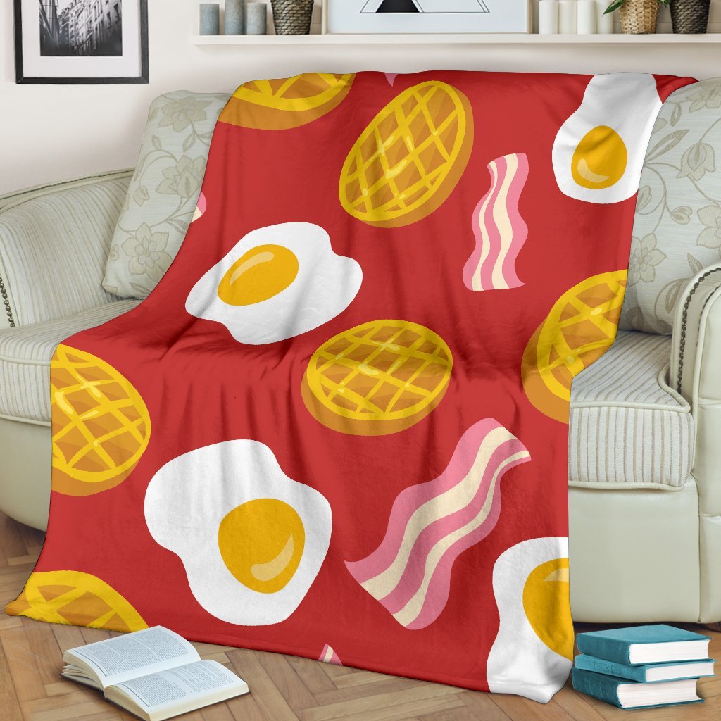 Bacon Egg Pancake Pattern Print Blanket-grizzshop