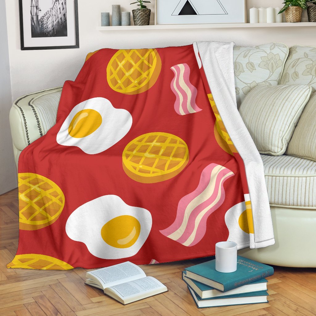 Bacon Egg Pancake Pattern Print Blanket-grizzshop