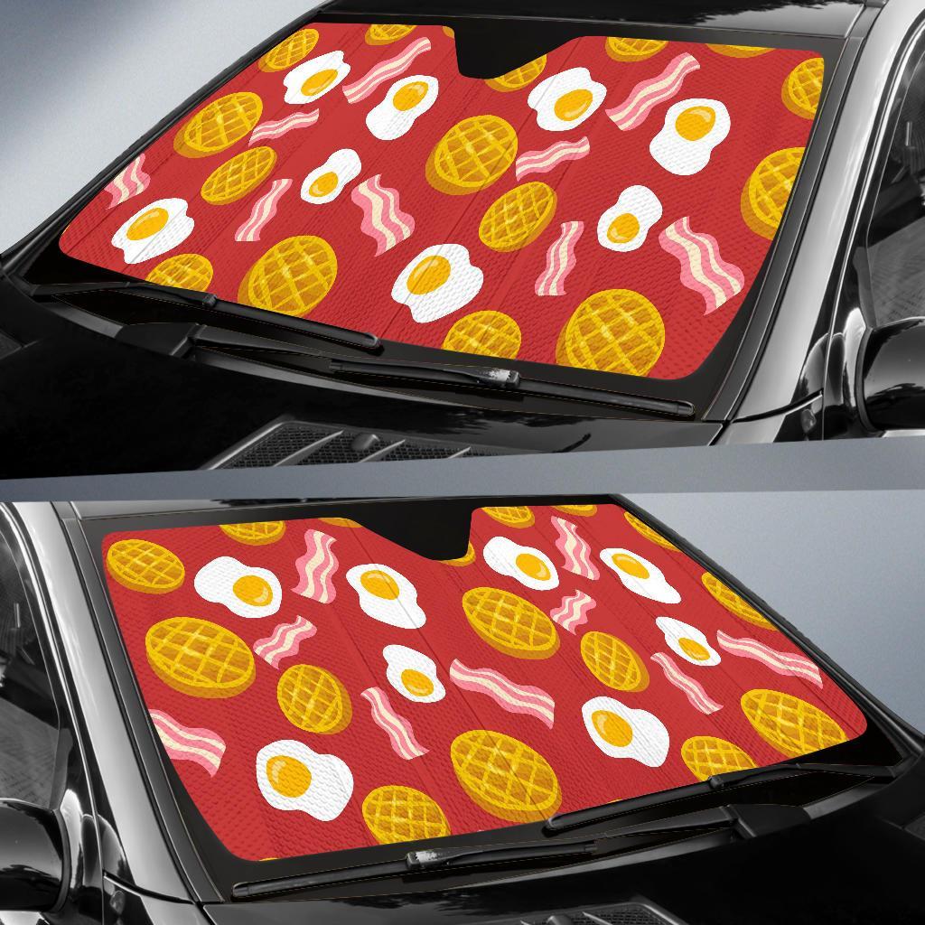 Bacon Egg Pancake Pattern Print Car Sun Shade-grizzshop