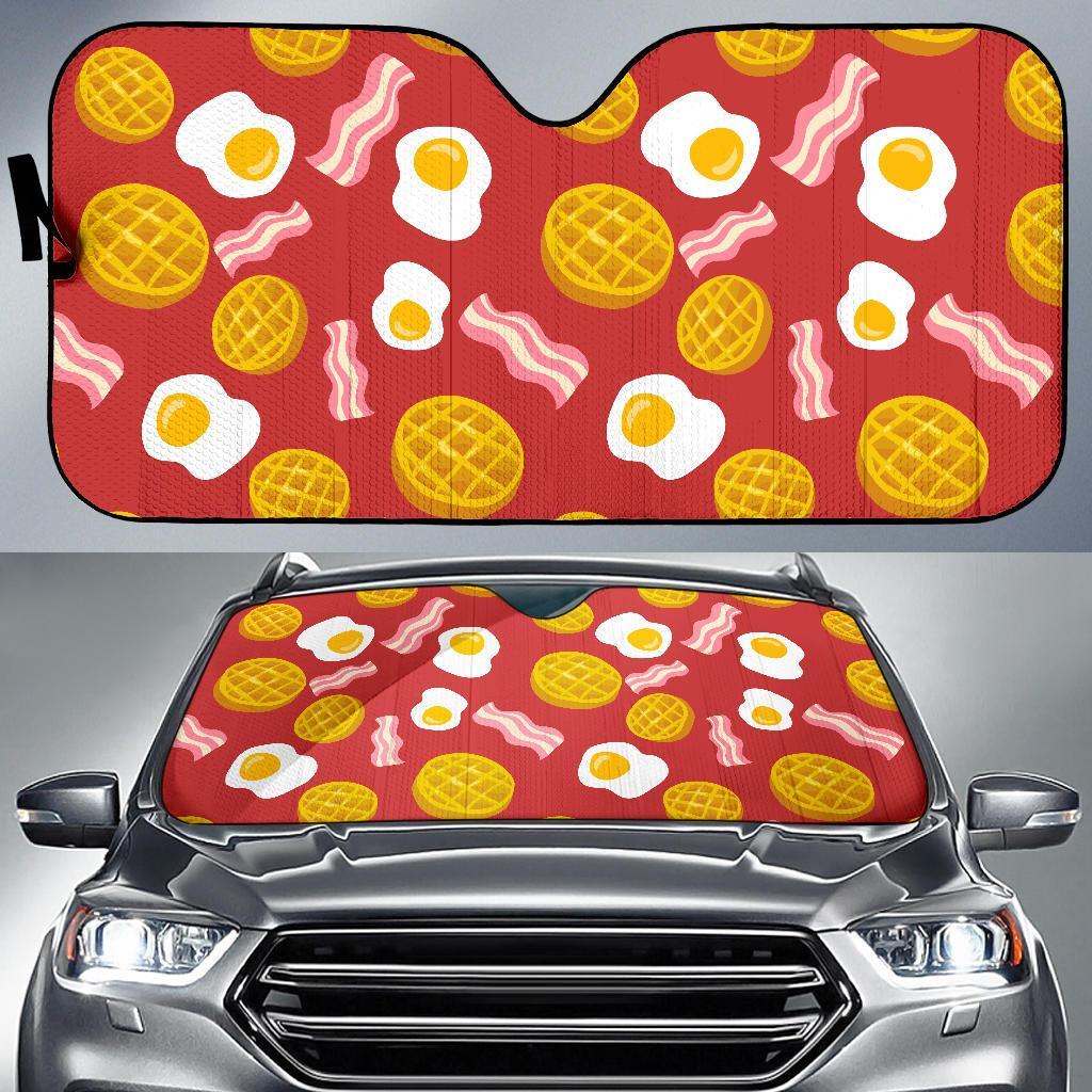 Bacon Egg Pancake Pattern Print Car Sun Shade-grizzshop
