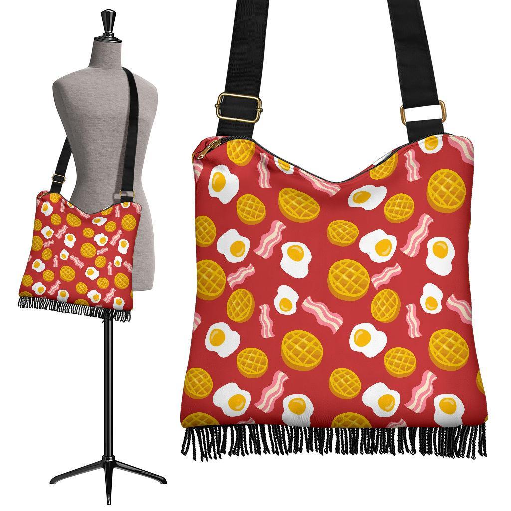 Bacon Egg Pancake Pattern Print Crossbody Bags-grizzshop