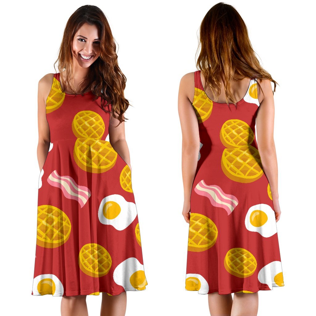Bacon Egg Pancake Pattern Print Dress-grizzshop