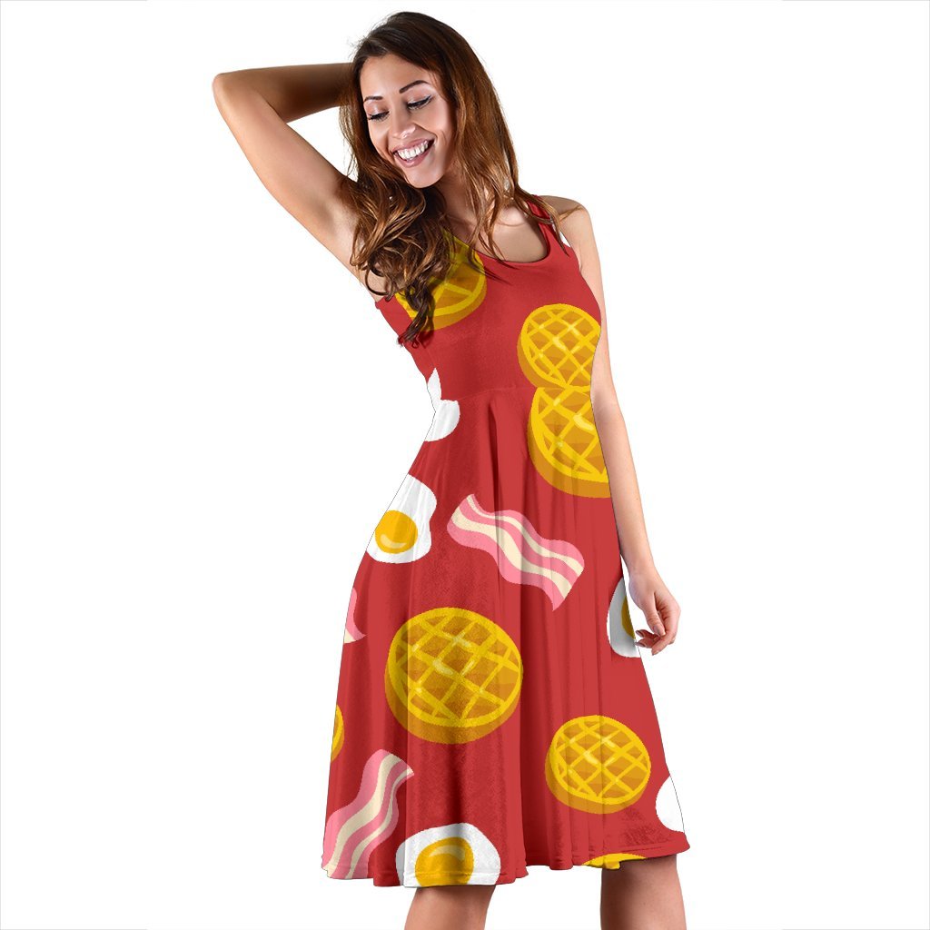Bacon Egg Pancake Pattern Print Dress-grizzshop