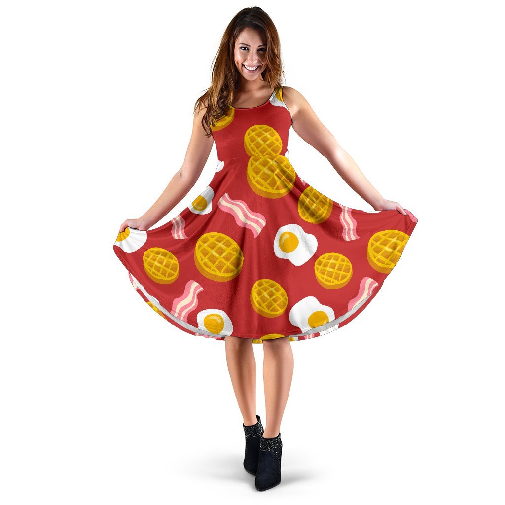 Bacon Egg Pancake Pattern Print Dress-grizzshop