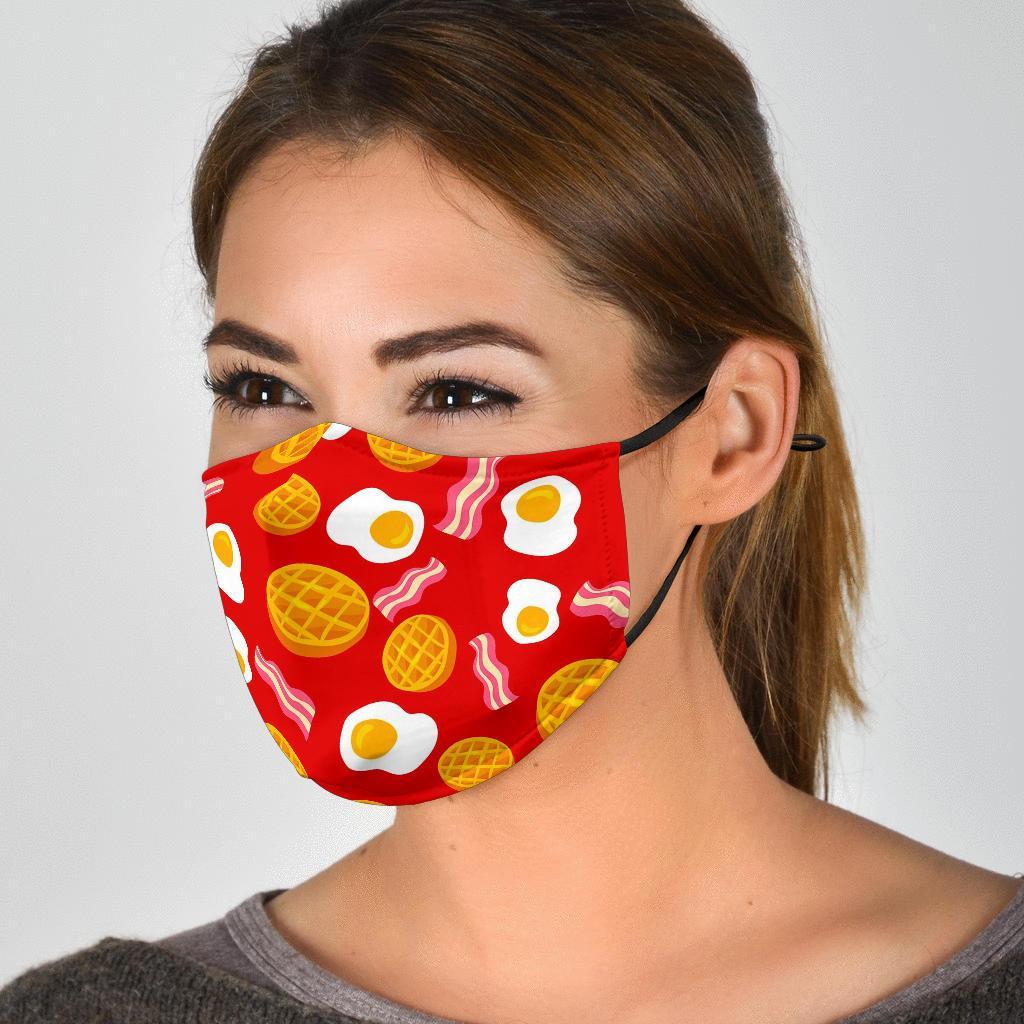 Bacon Egg Pancake Pattern Print Face Mask-grizzshop