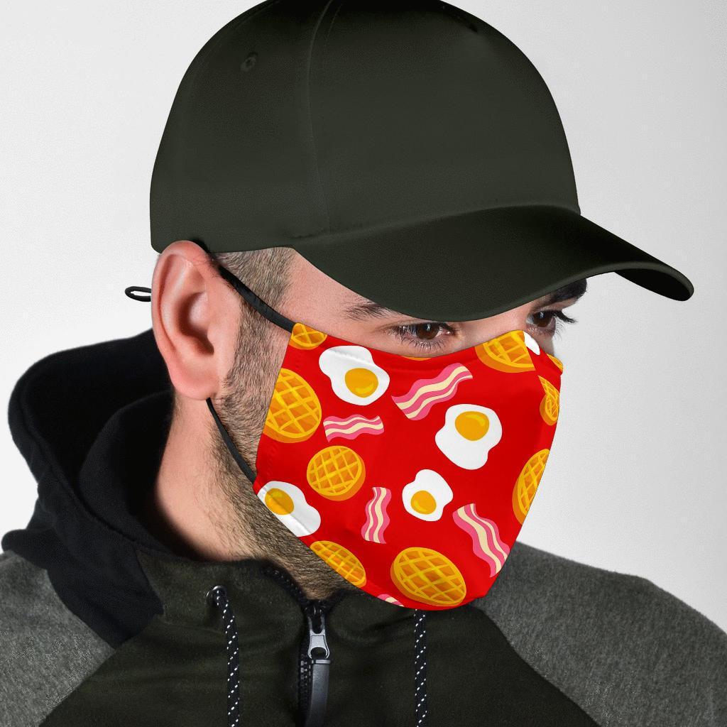 Bacon Egg Pancake Pattern Print Face Mask-grizzshop