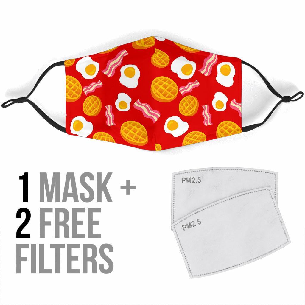 Bacon Egg Pancake Pattern Print Face Mask-grizzshop