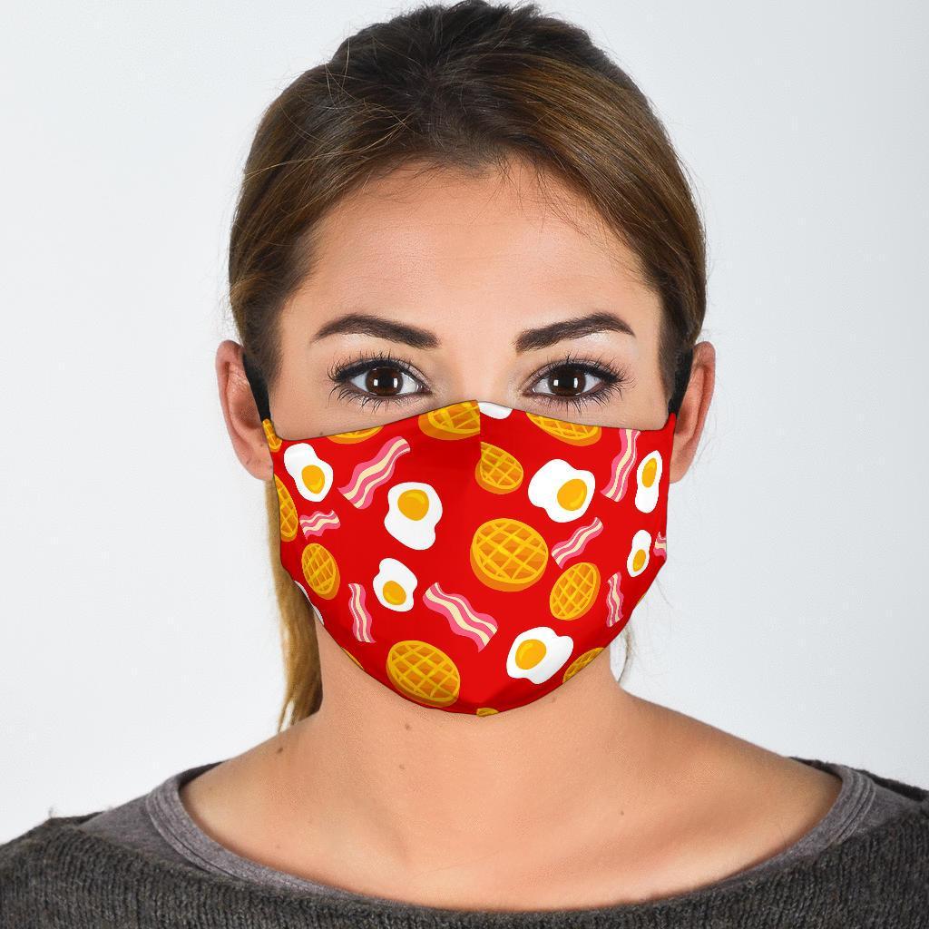 Bacon Egg Pancake Pattern Print Face Mask-grizzshop