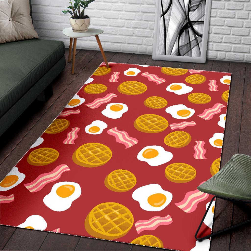 Bacon Egg Pancake Pattern Print Floor Mat-grizzshop