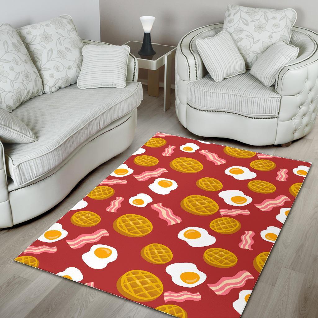 Bacon Egg Pancake Pattern Print Floor Mat-grizzshop