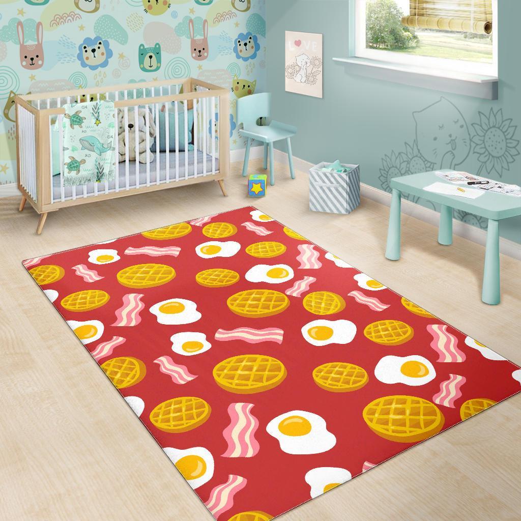 Bacon Egg Pancake Pattern Print Floor Mat-grizzshop