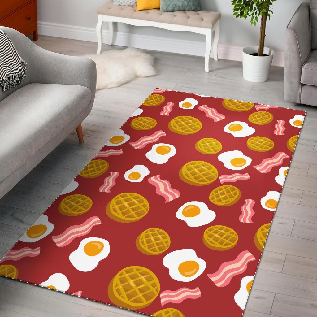 Bacon Egg Pancake Pattern Print Floor Mat-grizzshop