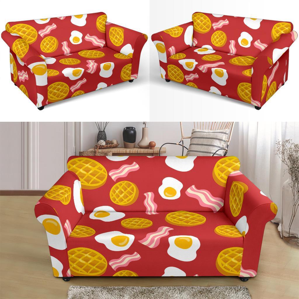 Bacon Egg Pancake Pattern Print Loveseat Cover-grizzshop