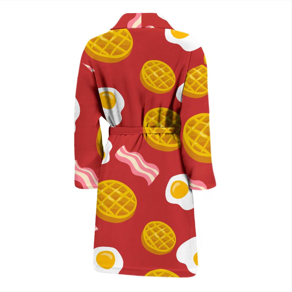 Bacon Egg Pancake Pattern Print Men Long Robe-grizzshop