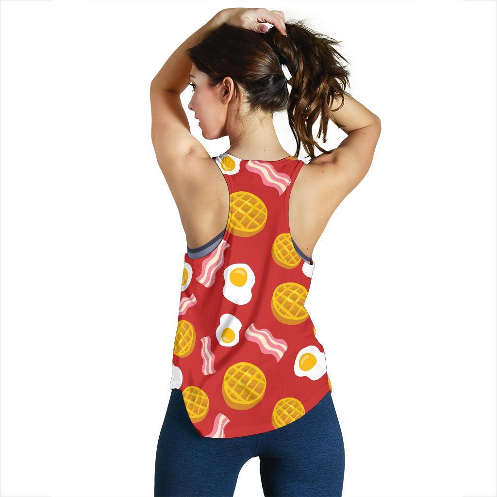 Bacon Egg Pancake Pattern Print Racerback Tank Tops-grizzshop
