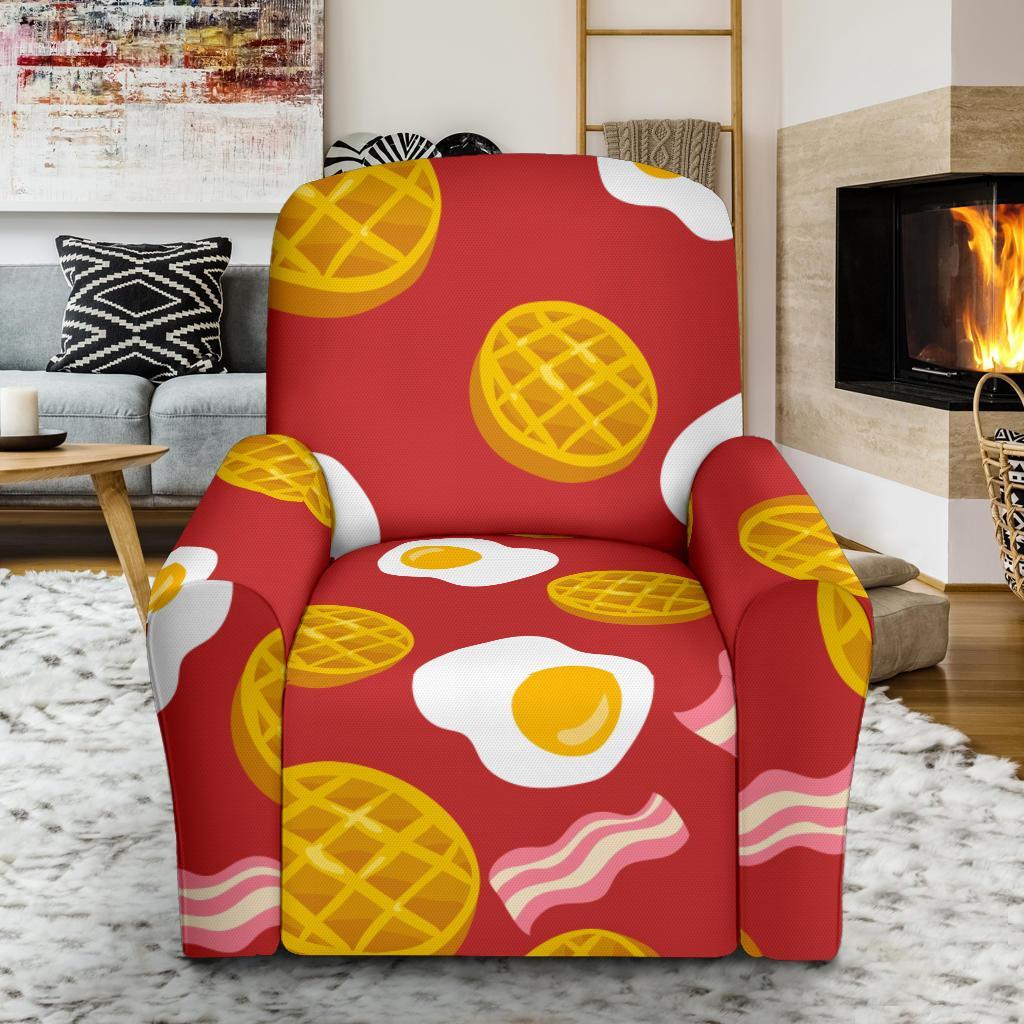 Bacon Egg Pancake Pattern Print Recliner Cover-grizzshop