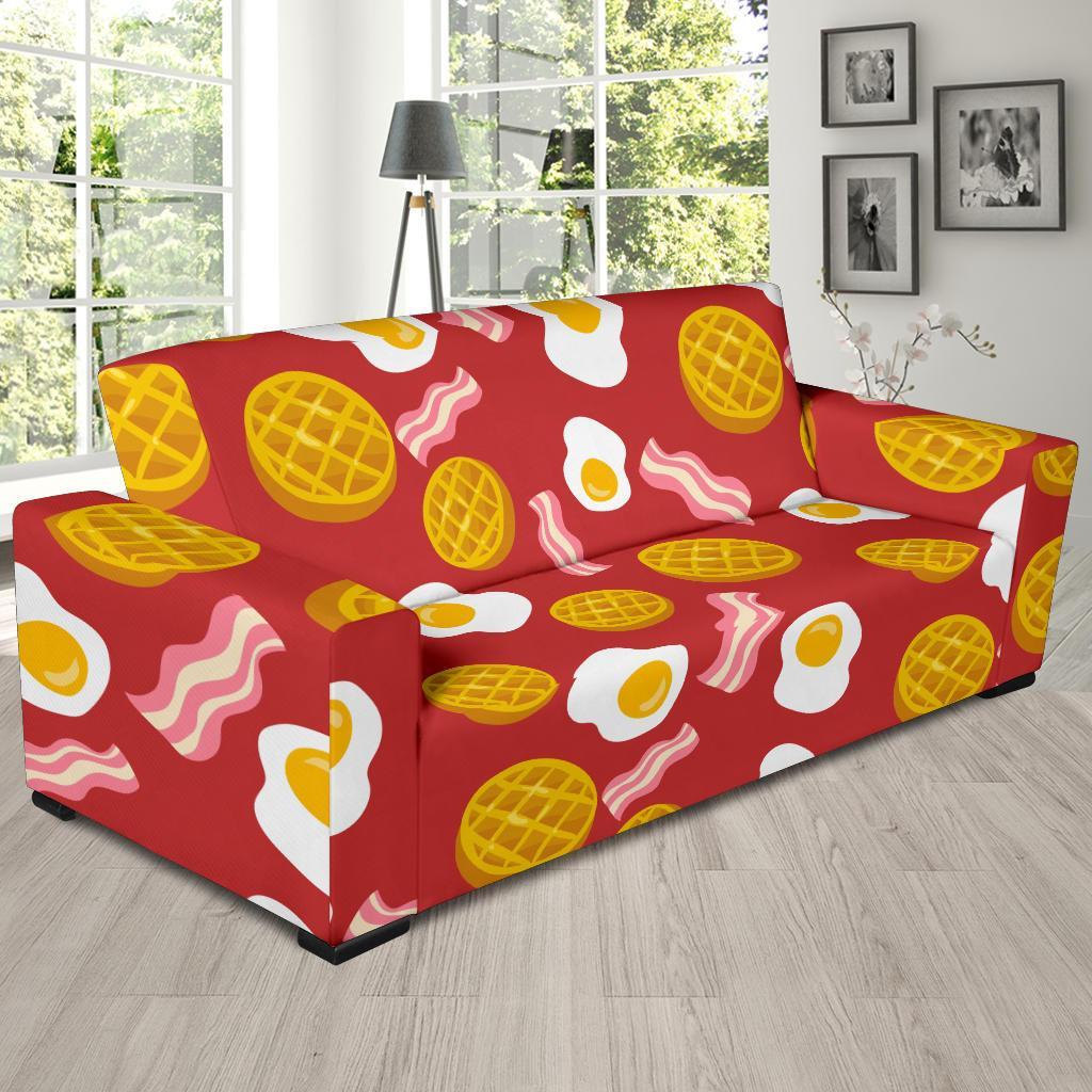 Bacon Egg Pancake Pattern Print Sofa Covers-grizzshop