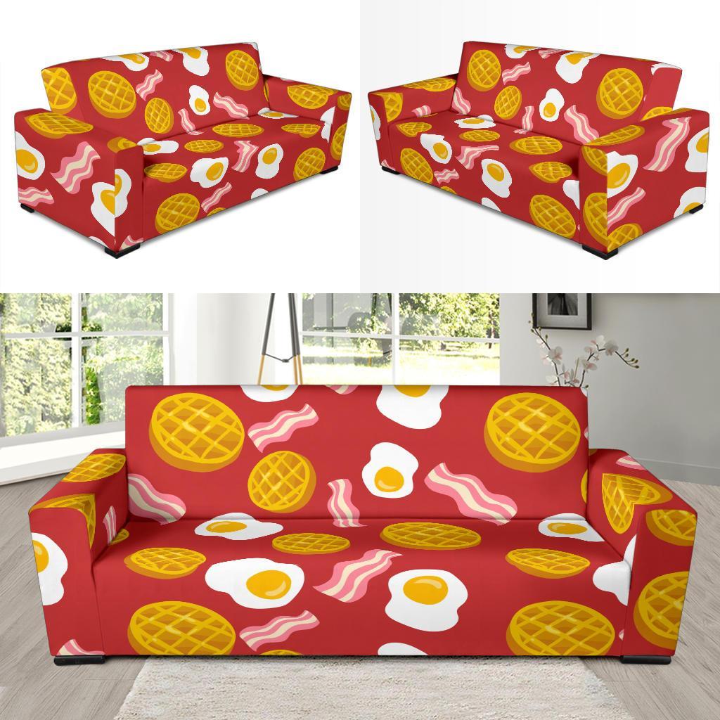 Bacon Egg Pancake Pattern Print Sofa Covers-grizzshop