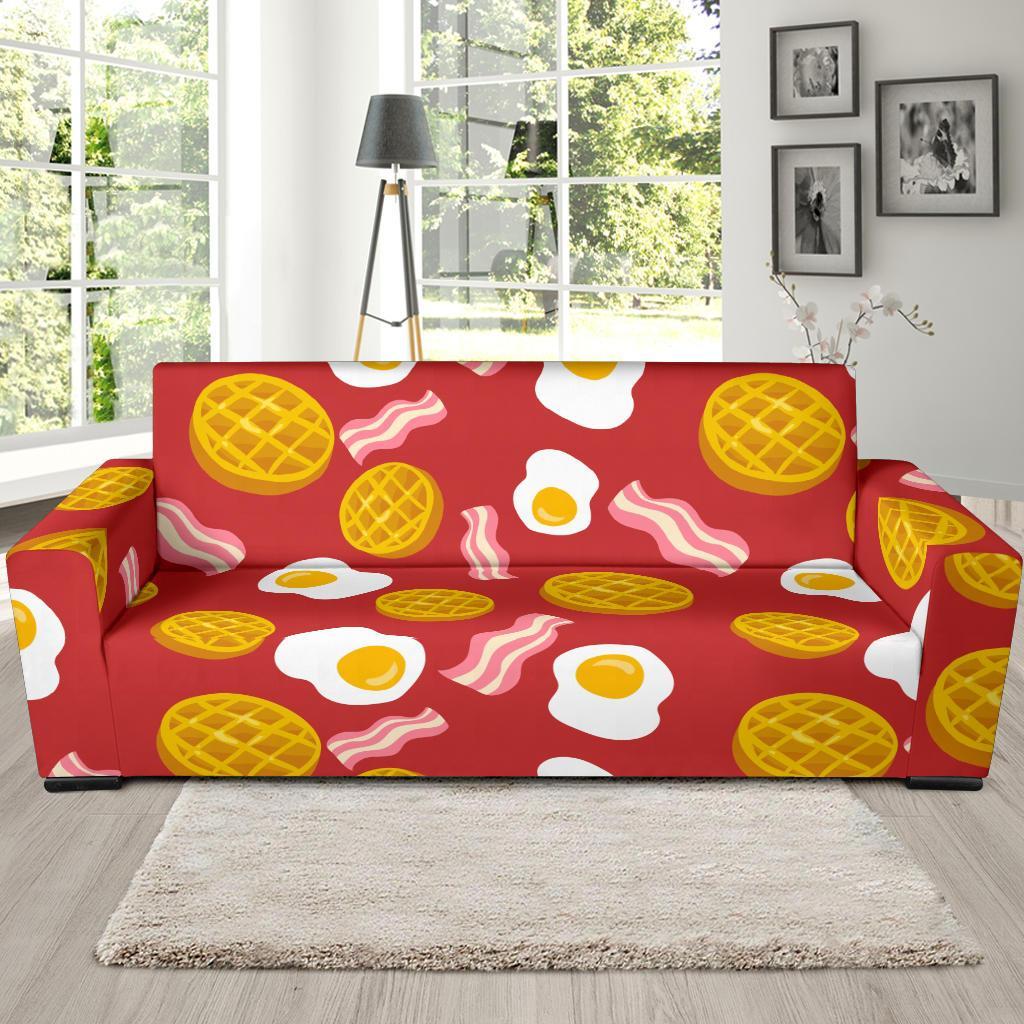 Bacon Egg Pancake Pattern Print Sofa Covers-grizzshop