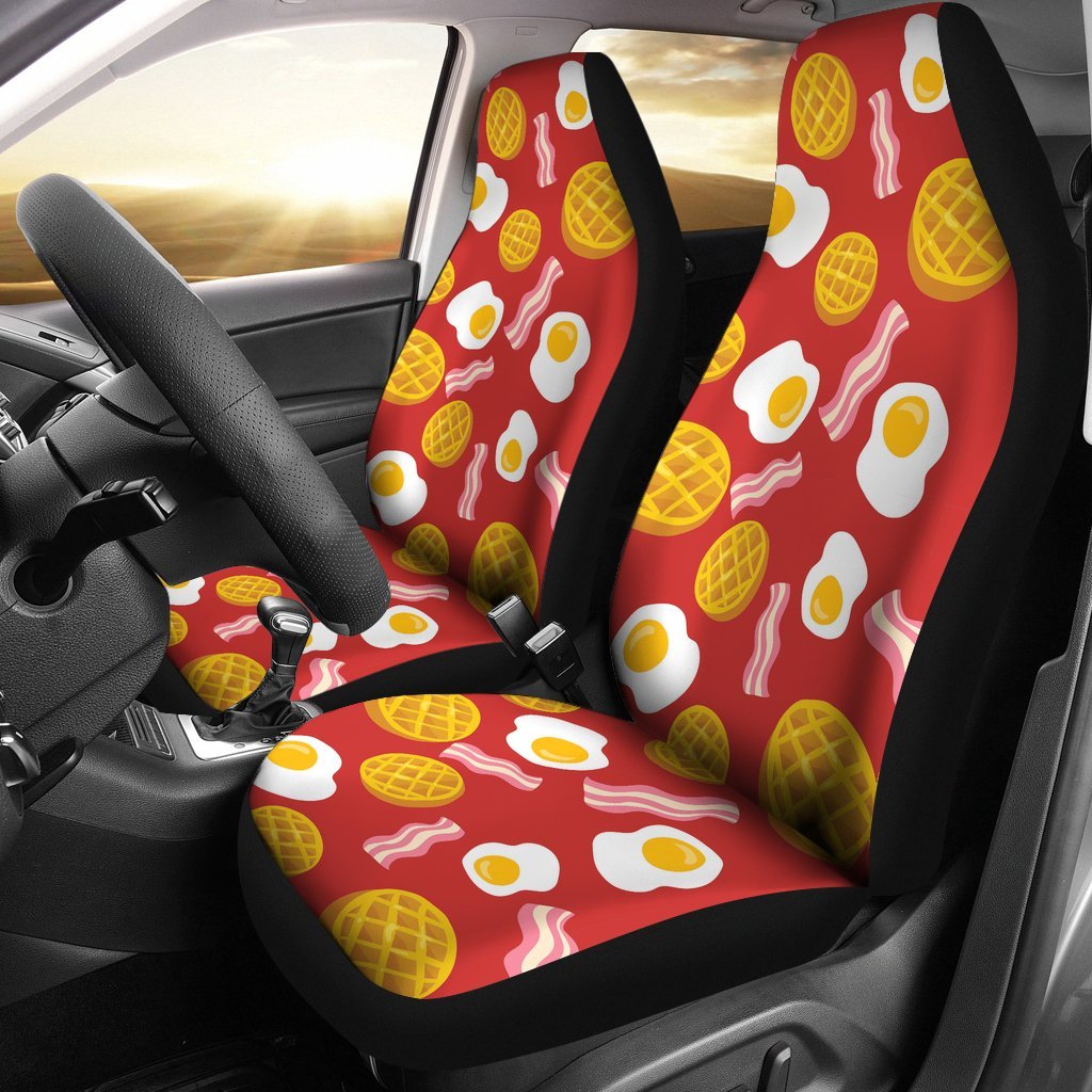 Bacon Egg Pancake Pattern Print Universal Fit Car Seat Cover-grizzshop