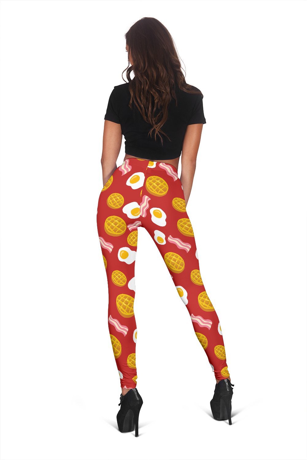 Bacon Egg Pancake Pattern Print Women Leggings-grizzshop